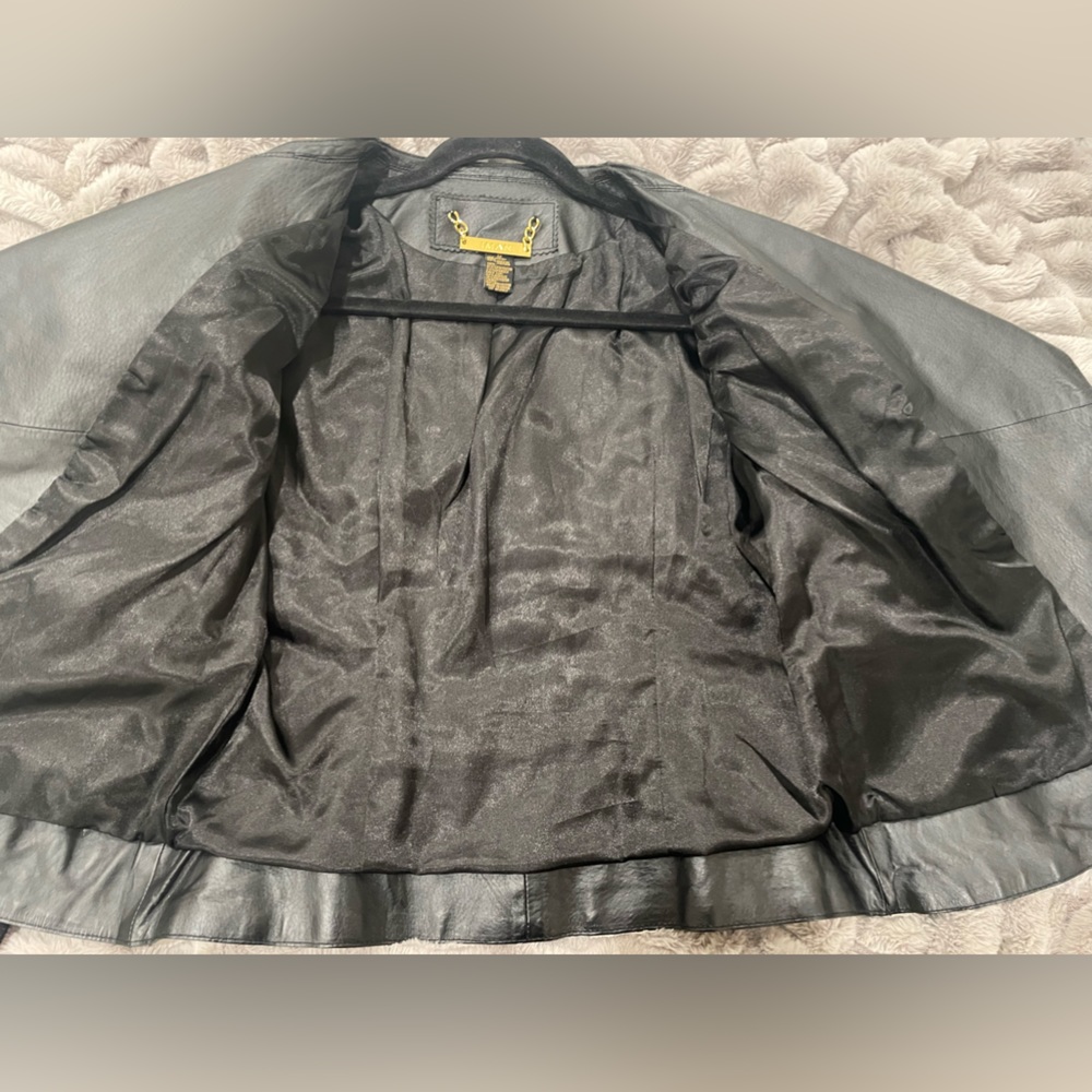 Black Genuine Leather Jacket (USED) - Picture 4 of 7